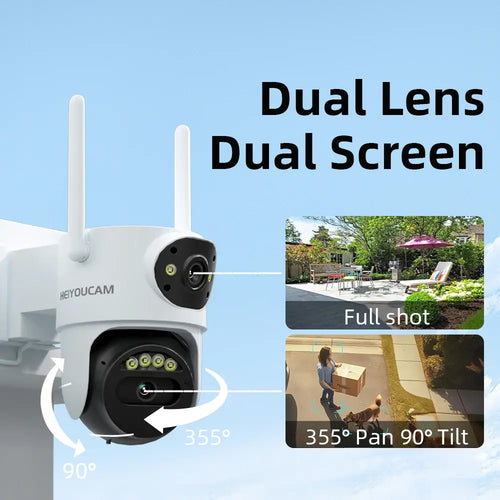 HEIYOUCAM 3MP Dual Lens WiFi Security Camera – 355° PTZ with Color Night Vision