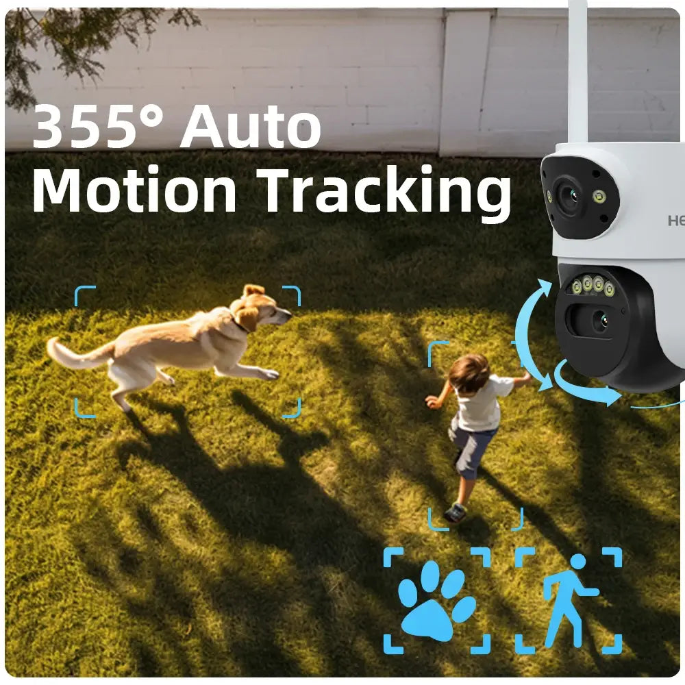 HEIYOUCAM 3MP Dual Lens WiFi Security Camera – 355° PTZ with Color Night Vision
