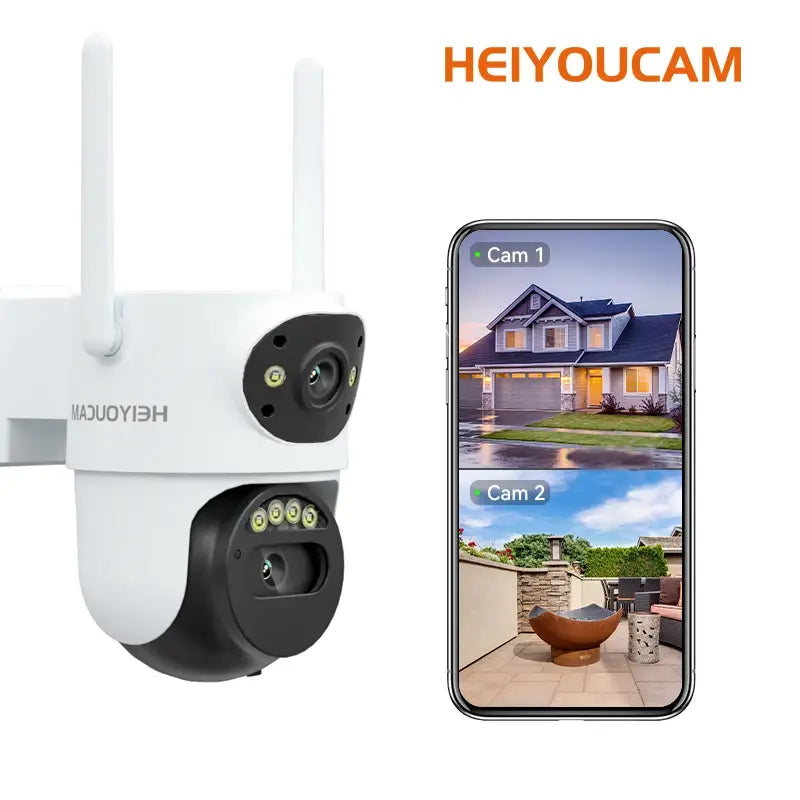 HEIYOUCAM 3MP Dual Lens WiFi Security Camera – 355° PTZ with Color Night Vision